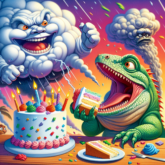 “Revealed: The Unholy Alliance of a Cake-Loving Iguana and the Wrath of Nature”