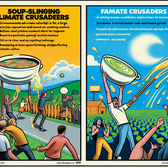 “Soup-Slinging Climate Crusaders Fight for Artistic Equality Amidst Farmer Frustrations” funny news funny newz weird news