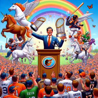 “Breaking: New Orioles Owner Promises World Series Trophy, Unicorns, and Rainbows” funny news funny newz weird news