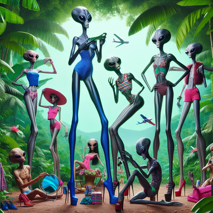 “Jungle Unveils Delightful Collection of Leggy Extraterrestrial Fashionistas, Society Reconsiders Beauty Standards” funny news funny newz weird news