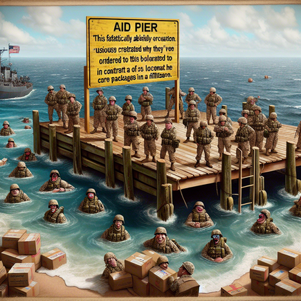 ‘US Military Introduces “Aid Pier” in Attempt to Drown Gaza’ funny news funny newz weird news