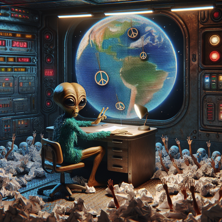 ‘Alien journalist fears Earthlings may actually strive for peace in Gaza.’ funny news funny newz weird news