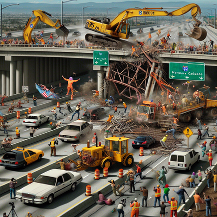 Bridge meltdown sparks chaos on I95: Demolition crew battles to restore order. funny news funny newz weird news